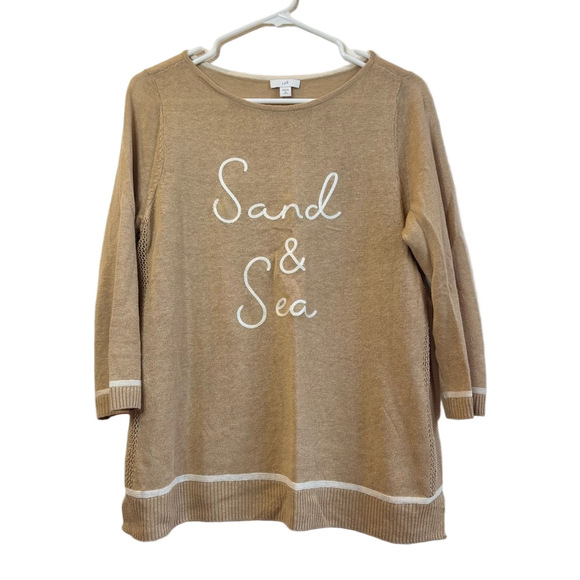 NWOT J JILL ‘Sand & Sea’ Embroidered Linen Pullover Sweater - Picture 3 of 10